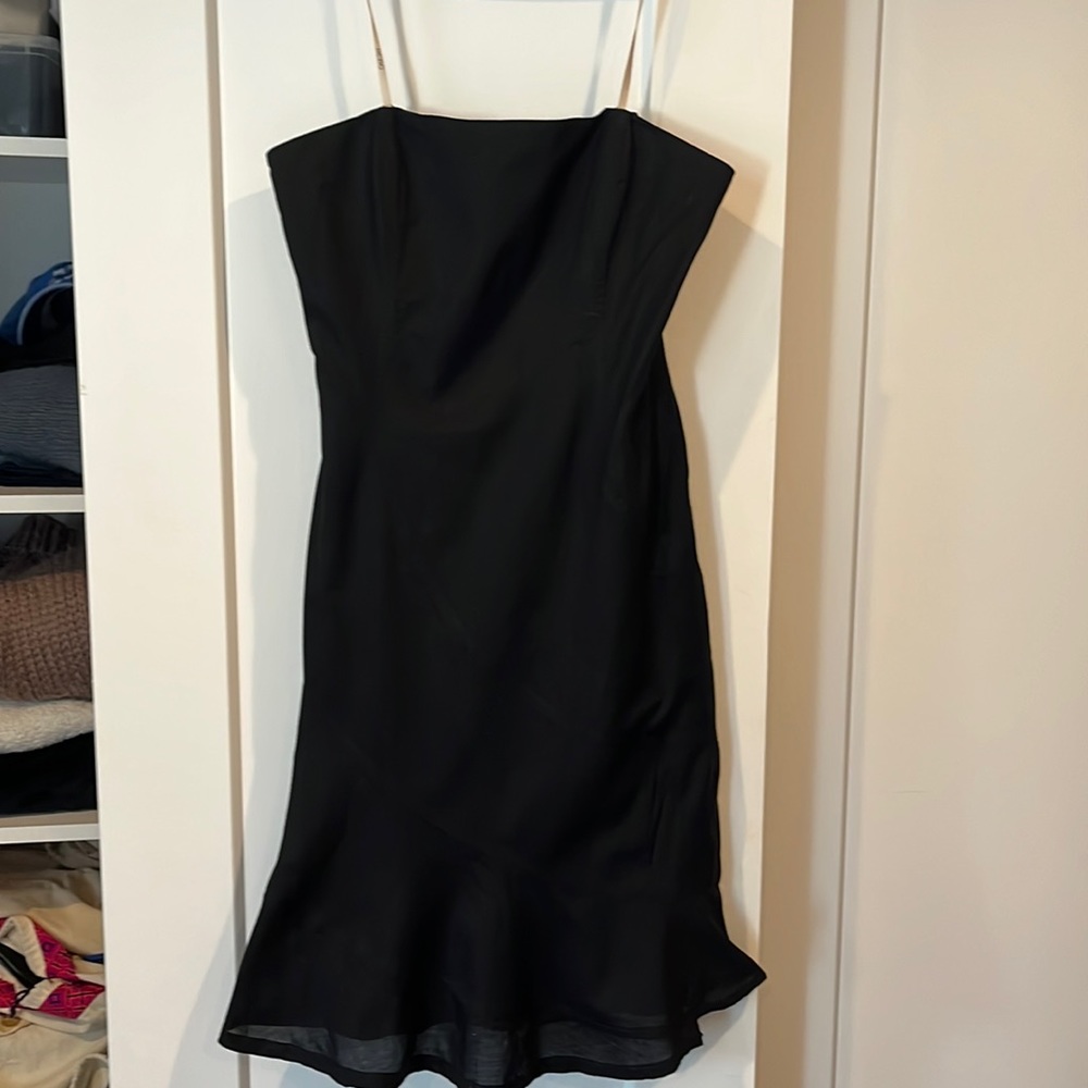 BCBG Black Dress…strapless, fitted bodice, and gorgeous hemline. Size 8.